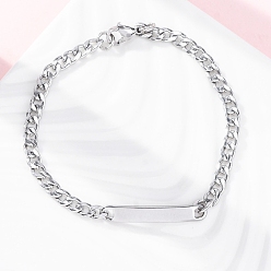 Нержавеющая Сталь Цвет 304 из нержавеющей стали ссылку цепи браслеты, с 201 фурнитурой из нержавеющей стали, цвет нержавеющей стали, 8-1/4 дюйм (20.8 см)