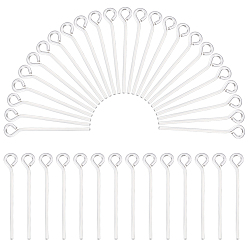 Посеребрённый 100шт. латунные штифты с ушком, 925 серебро покрытием, 21 датчик, 20x0.7 мм