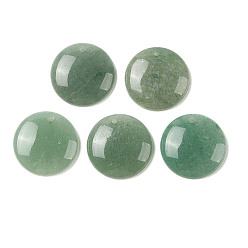 Green Aventurine Natural Green Aventurine Pendants, Flat Round Charms, 20x4mm, Hole: 1.6mm