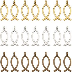 Antique Silver 90Pcs 15 Styles Tibetan Style Alloy Pendants, Antique Silver, 6pcs/style