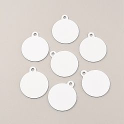 Flat Round Aluminum Heat Transfer Pendants, Blank Tags, White, Flat Round, 35x30x1mm, Hole: 3.5mm