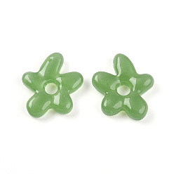 Темный Морско-зеленый Бусины лэмпворк , цветок, темно-зеленый, 18~18.5x17~17.5x4~5 мм, отверстие : 3~4 мм
