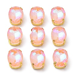 Светло-Персиковый Мокко(мк) овал пришить по стразам, многожильных ссылки, с золотыми тонами латунных зубьев, аксессуары для одежды, светлый персик, 14x10x6 мм, отверстие : 1.2 мм