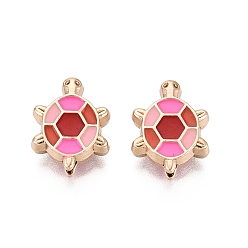 Малиновый Рейка покрытие сплава эмалевые бусины, черепаха, без кадмия и без свинца и без никеля, золотые, малиновый, 13x10x4 мм, отверстие : 1.6 мм