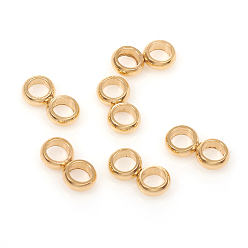 Золотой 201 распорные втулки из нержавеющей стали, двойное кольцо, золотые, 7x3.5x1.5 мм, отверстие : 2.2 мм