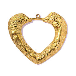 Настоящее золото 18K Кованые 304 подвески из нержавеющей стали, шарма сердца, ионное покрытие (ip), долговечный, реальный 18 k позолоченный, 38x34 мм, отверстие: 1.90 мм