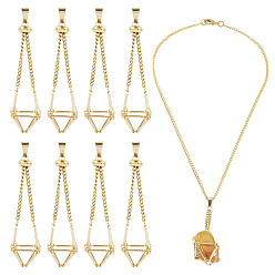 Золотой 10шт. латунные и 304 нержавеющие стальные подвески-мешки в технике макраме, золотые, 62 мм