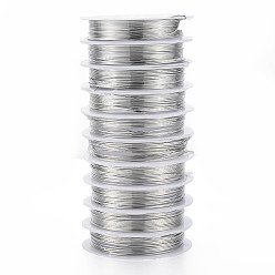 Платина Круглая медная проволока для ювелирных изделий, платина, 20 датчик, 0.8 мм, около 9.84 футов (3 м) / рулон, 10 рулонов / группы