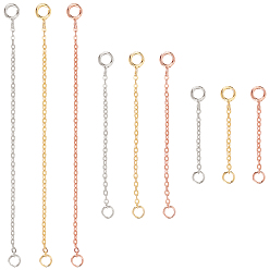 Mixed Color 9Pcs 3 Style 925 Sterling Silver Chain Extender, with Clasps & Curb Chains, Mixed Color, 3pcs/style