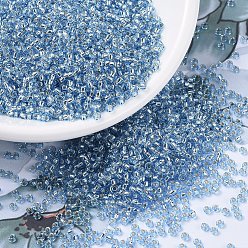 (RR28) Silverlined Cornflower Blue Миюки круглые бусины рокайль, японский бисер, 11/0, (rr 28) серебристый васильковый, 2x1.3 мм, отверстия : 0.8 mm, около 50000 шт / фунт