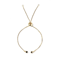 Light Gold Rack Plating Brass Box Chain Slider Bracelet Making, with Rhinestone, Long-Lasting Plated, Cadmium Free & Lead Free, Light Gold, 4-5/8 inch(11.8cm)