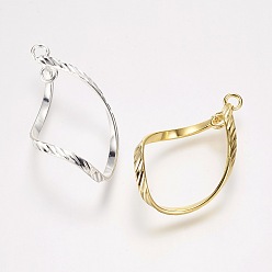 Серебро Обшивка стойки латунью 2 подвески с петлевыми звеньями, витая слеза, полый, серебряный цвет гальваническим, 33x21x3 мм, отверстие : 2 мм