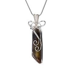 Smoky Quartz Natural Smoky Quartz Pendants Necklaces, Snake Chains, Rectangle, 19.69 inch(50cm)