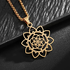 Золотой 201 подвески в виде цветка лотоса из нержавеющей стали с лазерной резкой, золотые, 23.62 дюйм (60 см)