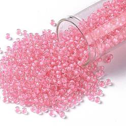 (191C) Pink Lined Crystal Toho runde Rocailles, japanische Rocailles, (191 c) rosa ausgekleideter Kristall, 8/0, 3 mm, Bohrung: 1 mm, über 222pcs / Flasche, 10 g / Flasche