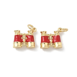 (123L) Белый крем непрозрачный блеск Латунь эмаль подвески, подвески-телескопы, с прыжковых колец, стойки покрытие, реальный 18 k позолоченный, без свинца и без кадмия, долговечный, огнеупорный кирпич, 17x15x5 мм, отверстие : 3.5 мм