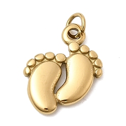 Золотой 304 подвески из нержавеющей стали, очаровывать маленькие ножки, ионное покрытие (ip), с целью перехода в кольце, золотые, 18x15x2.5 мм, отверстие : 3.4 мм