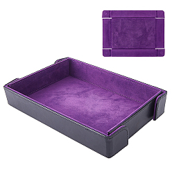Dark Orchid Desktop PU Leather Magnetic Storage Trays for Keys Trinkets Small Items, Rectangle, Dark Orchid, 20.7x14x3.5cm