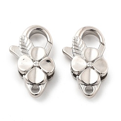 Платина Карабин-лобстеры, латунные, клевер, платина, 25x15x5.5 мм, отверстие : 2 мм