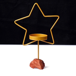 Звезда Металлические подсвечники, с натуральными красными яшмовыми основаниями, звезда, 170x70 мм