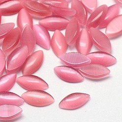 Hot Pink Cat Eye Cabochons, Horse Eye, Hot Pink, 15x7x2.5mm