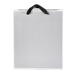 Серебро Прямоугольные бумажные пакеты, с ручками, для подарочных пакетов и сумок, серебряные, 33x28x0.6 см