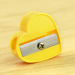 Желтый Пластиковые точилки карандашей, для офиса, школы и повседневных товаров, сердце, желтые, 2.85x2.65x1.12 см