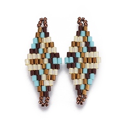 Разноцветный Японский бисер miyuki & toho ручной работы ссылки, Ткацкий станок, ромб, красочный, 32.5~33x12.6~13x1.7~1.8 мм, отверстие : 1.2~1.4 мм