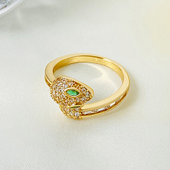 Золотой Кольца-манжеты из змеиной латуни с микропаве из кубического циркония, открытые кольца для женщин, золотые, внутренний диаметр: 17 мм