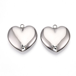 Нержавеющая Сталь Цвет 304 из нержавеющей стали большие кулоны, шарма сердца, анти-тускнение, цвет нержавеющей стали, 50.1x50.5x13 мм, отверстие : 5 мм