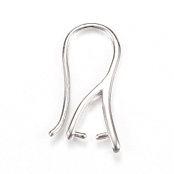 Platinum Brass Earring Hooks, Platinum, 20~21x2mm, 18 Gauge, Pin: 1mm