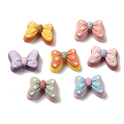 Mixed Color Opaque Resin Decoden Cabochons, Polka Dot Bowknot, Mixed Color, 14.5x20x6mm