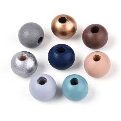(52) Непрозрачная лаванда Бусины из натурального дерева схима, окрашенные распылением, круглые, разноцветные, 9.5~10 мм, отверстие : 2.5~2.8 мм