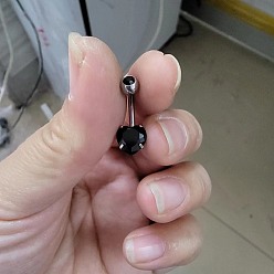 Черный 316l хирургические кольца из нержавеющей стали для живота, с кубического циркония, цвет нержавеющей стали, чёрные, 23x8 мм
