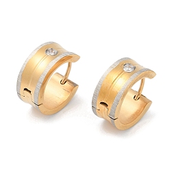 Золотой Ионное покрытие (IP) круглые 304 серьги-кольца из нержавеющей стали, матовое с обеих сторон и гладкая посередине, золотые, 15.5x7 мм