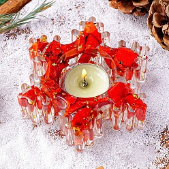 Смола Формы для подсвечников из натуральной красной яшмы и смолы, снежинка, 110x110x30 мм, внутренний диаметр: 46 мм