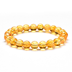 Цитрин Эластичные браслеты из круглых бусин с натуральным цитрином, бусины : 8 мм, 7-1/4~7-1/2 дюйм (18.5~19 см)