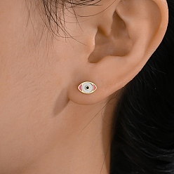 Pink Элегантные 201 серьги-гвоздики с эмалью из нержавеющей стали от сглаза, золотые, розовые, 5x9 мм