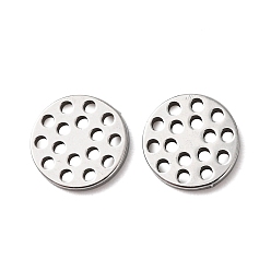 Нержавеющая Сталь Цвет Полые 304 подвески из нержавеющей стали, плоско-круглые, цвет нержавеющей стали, 8x1 мм, отверстие : 0.9 мм