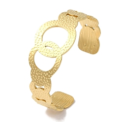 Real 18K Gold Plated 304 Stainless Steel Textured Ring Open Cuff Bangles for Women, Real 18K Gold Plated, Inner Diameter: 1-7/8~2-3/8 inch(4.7~6.1cm), 26mm
