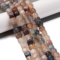 Легкий Лосось Природных вены драконов агат бисер нитей, окрашенная и подогревом, кубические, светлый померанцевый, 7~8x7~8x7~8 мм, отверстие : 0.9 мм, около 56 шт / нитка, 14.57'' (37 см)