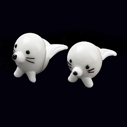 Белый Лэмпворк-декорации в виде морских львов ручной работы, для домашнего украшения рабочего стола, белые, 24.5x13~15x17 мм