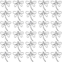 Античное Серебро 100 шт. подвески в виде стрекозы из тибетского сплава, без кадмия и без свинца, античное серебро, 28.5x30x2 мм, отверстие : 2 мм