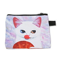 Colorful Cute Cat Polyester Zipper Wallets, Rectangle Coin Purses, Change Purse for Women & Girls, Colorful, 11x13.5cm