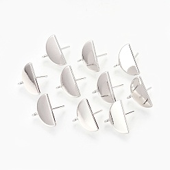 Платинированный Изделия из латуни, с петлей и плоской пластиной, без никеля , полукруг, Реальная платина, 12x16x3 мм, отверстия: 1.8 мм, штифты: 0.8 мм