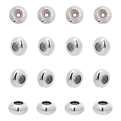 Platinum Brass Beads, with Rubber Inside, Slider Beads, Rondelle, Platinum, 7x3.5mm, Hole: 2mm, 50pcs/box