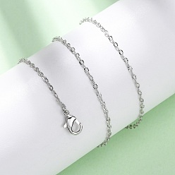 Платина Ожерелья из латунных текстурированных цепочек-кабелей, с карабин-лобстерами , стойки покрытие, долговечный, платина, 16.14 дюйм (41 см)