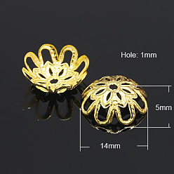 Golden Iron Bead Caps, Golden, 14x5mm, Hole: 1mm