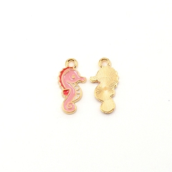 Pink Zinklegierung Emaille penadnt, Seepferdchen, rosa, 20x10x1.4 mm, Bohrung: 2 mm