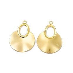 Настоящее золото 18K Ионное покрытие (ip) 304 большие подвески из нержавеющей стали, плоский круглый с овальным шармом, реальный 18 k позолоченный, 43x30x1.5 мм, отверстие : 2.7 мм